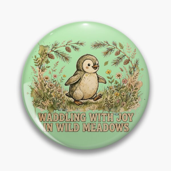 Item preview, Cottagecore Penguin Meadow Joy Art designed and sold by puzzell.