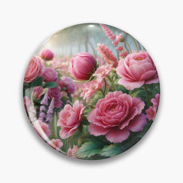 Item preview, Pink Peonies and Roses in Bloom, Romantic Garden Floral Art designed and sold by NarjaShop.