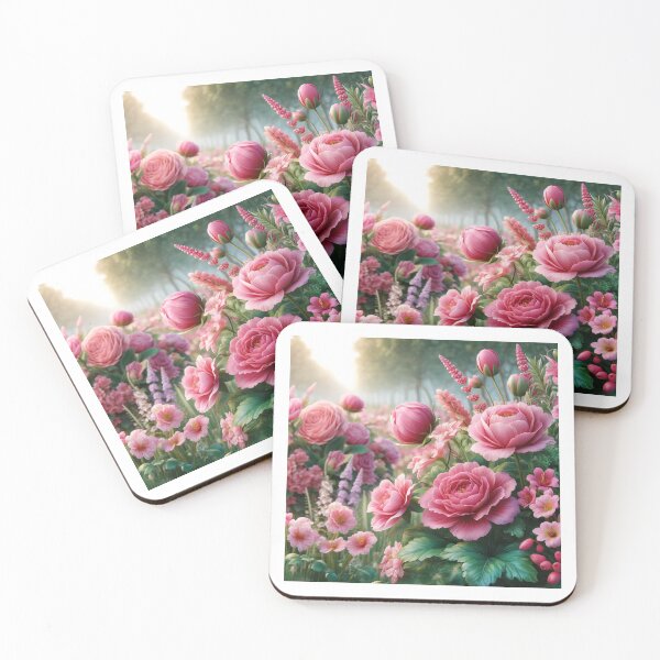 Item preview, Pink Peonies and Roses in Bloom, Romantic Garden Floral Art designed and sold by NarjaShop.