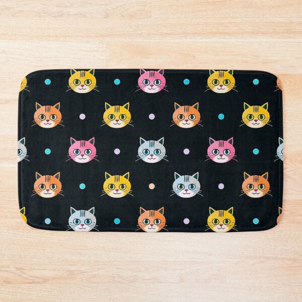 Item preview, Cute Colorful Cat Faces Pattern – Kawaii Kitty Polka Dot Design designed and sold by IMuDesigner.