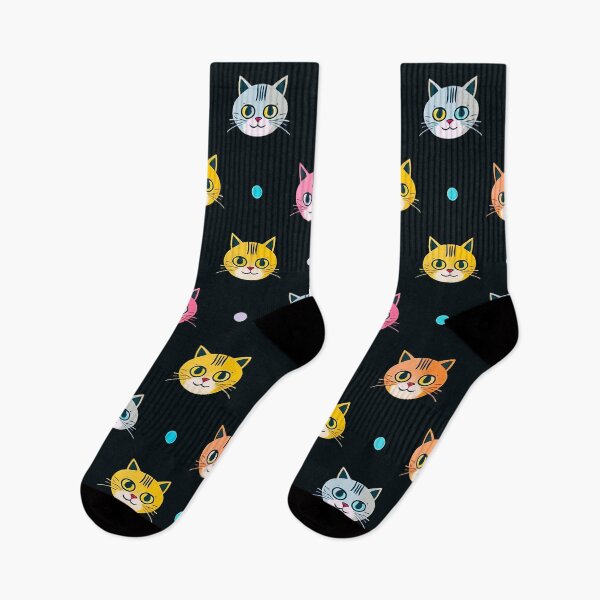 Item preview, Cute Colorful Cat Faces Pattern – Kawaii Kitty Polka Dot Design designed and sold by IMuDesigner.