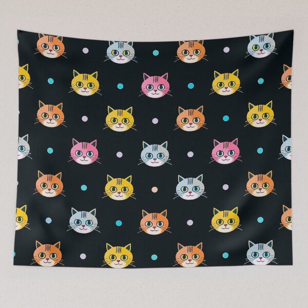 Item preview, Cute Colorful Cat Faces Pattern – Kawaii Kitty Polka Dot Design designed and sold by IMuDesigner.