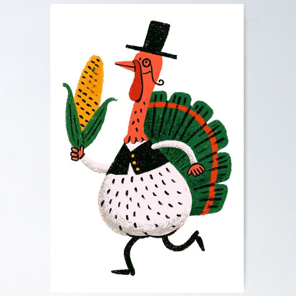 Item preview, Funny Thanksgiving Turkey with Corn – Quirky Fall Illustration designed and sold by Ramona-Gliga.