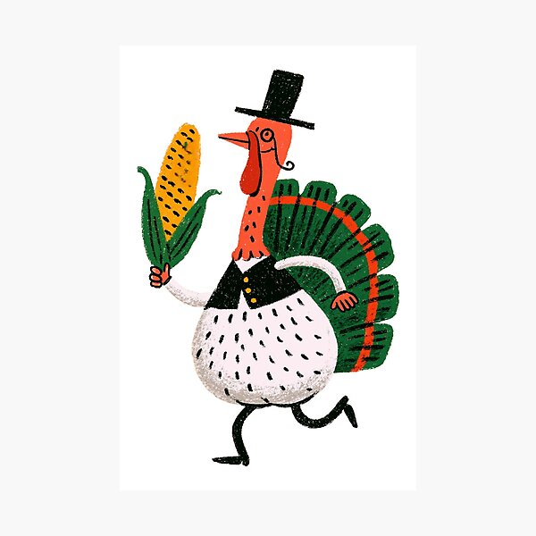 Item preview, Funny Thanksgiving Turkey with Corn – Quirky Fall Illustration designed and sold by Ramona-Gliga.