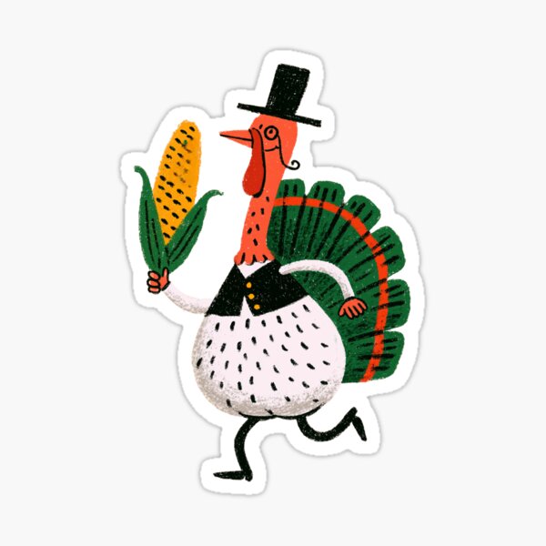 Item preview, Funny Thanksgiving Turkey with Corn – Quirky Fall Illustration designed and sold by Ramona-Gliga.