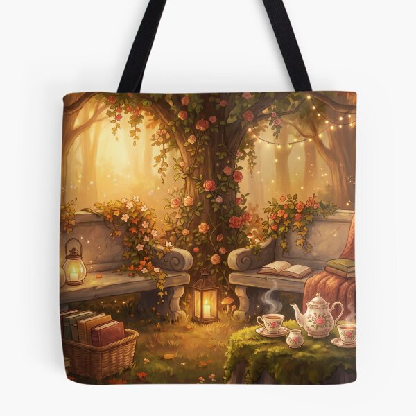 Item preview, Secret Garden Reading Nook | Cottagecore Floral Library Fantasy Print designed and sold by SebastianSpace.