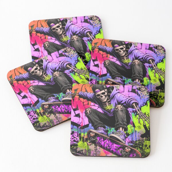 Item preview, Skateboard Skeleton Graffiti Street Art designed and sold by PetruArtDesigns.