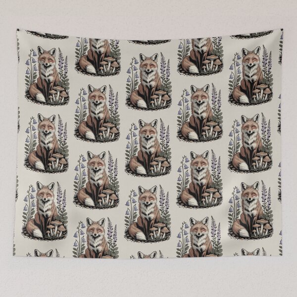 Item preview, Woodland Fox & Bluebells Nature Illustration designed and sold by NuvoraNest.