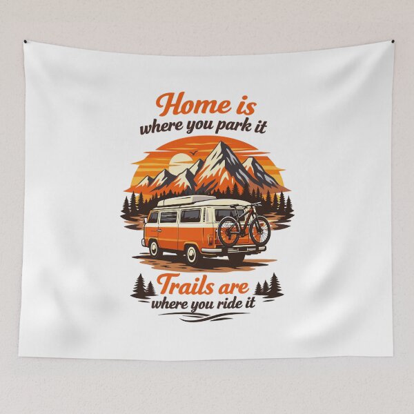 Item preview, Campervan Mountain bike Mountains Sunset Design designed and sold by Pineapple-Tree.