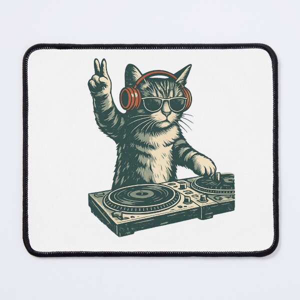 Item preview, DJ Cat Funny Graphic For Cat Lovers designed and sold by Thread&Fable.