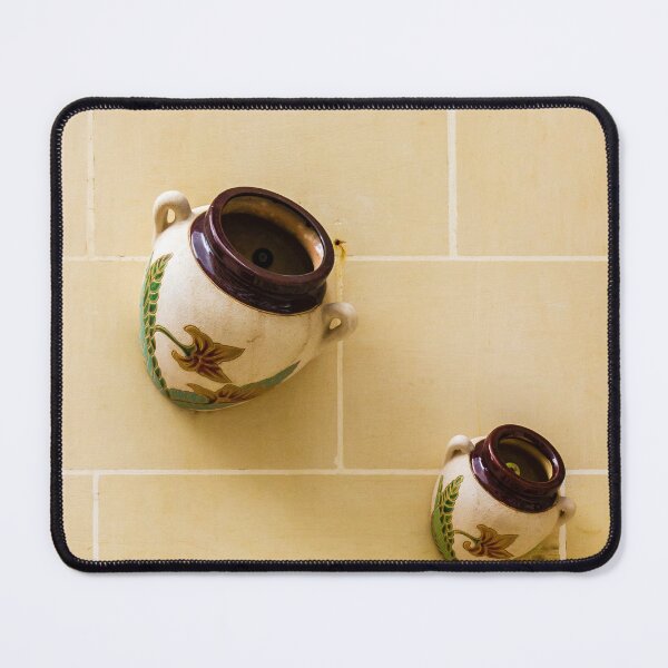 Item preview, Decorative Ceramic Pots Mounted on Beige Tiled Wall — Mediterranean Style Wall Decor designed and sold by Nmallia.