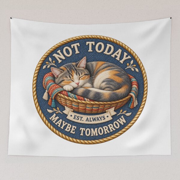 Item preview, Not Today Sleeping Calico Cat designed and sold by AleksKos.