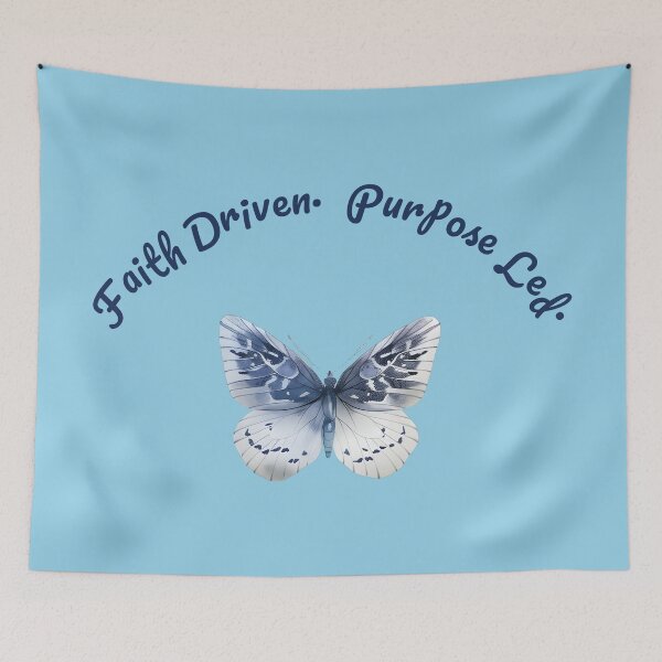 Item preview, Faith Driven Purpose Led – Inspirational Blue Butterfly designed and sold by innerfaith.