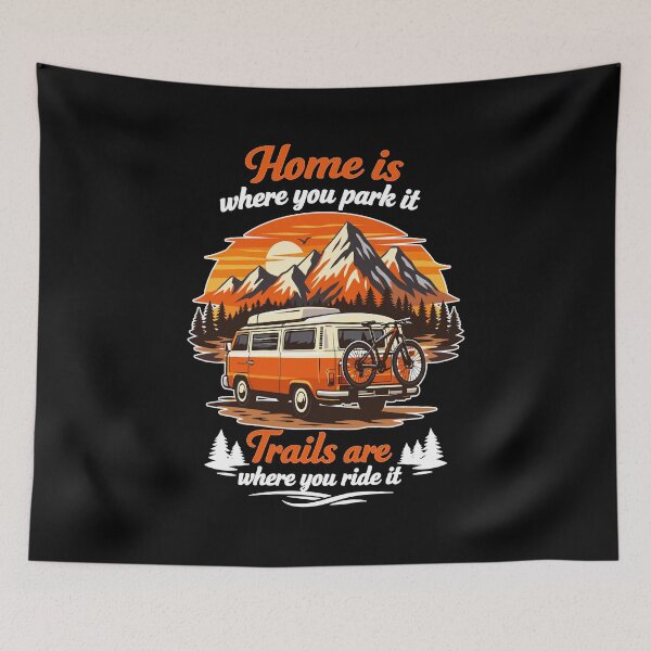 Item preview, Campervan Mountain bike Mountains Sunset Design designed and sold by Pineapple-Tree.