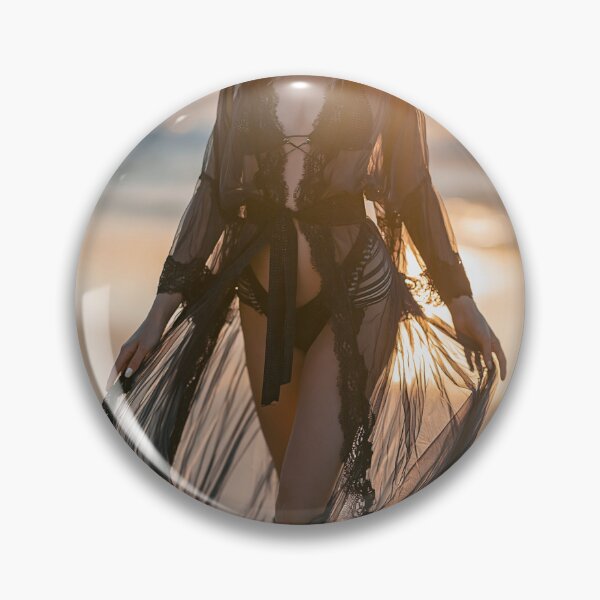 Item preview, Blonde in Sheer Black Lace Robe at Sunset | Sexy Pin-Up for Man Cave designed and sold by Synth Seduction.