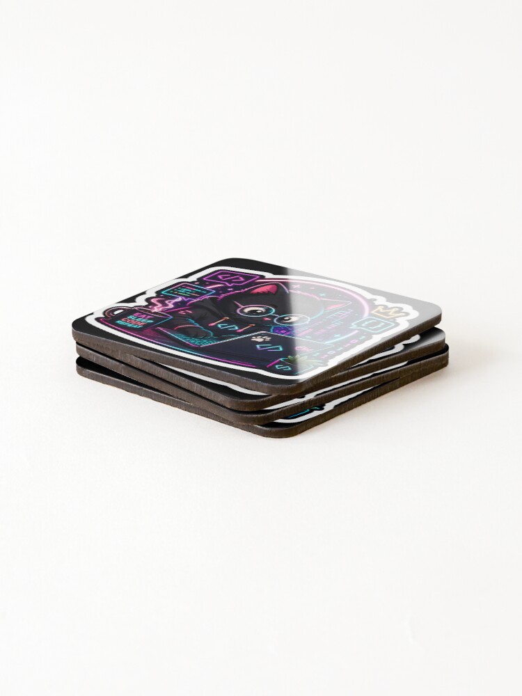 Thumbnail 4 of 5, Coasters (Set of 4), Code Like a Boss Sticker | Cyberpunk Cat Programmer | Cute Developer Sticker | Coding Laptop Decal designed and sold by GenZStickerHub1.