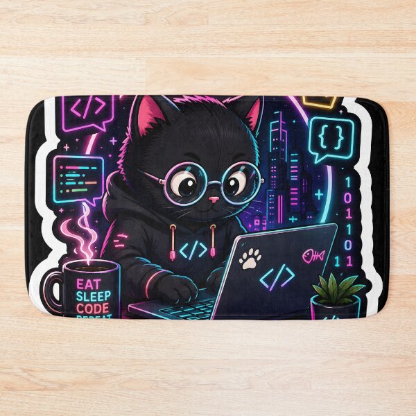 Item preview, Code Like a Boss Sticker | Cyberpunk Cat Programmer | Cute Developer Sticker | Coding Laptop Decal designed and sold by GenZStickerHub1.