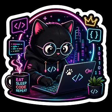 Artwork thumbnail, Code Like a Boss Sticker | Cyberpunk Cat Programmer | Cute Developer Sticker | Coding Laptop Decal by GenZStickerHub1