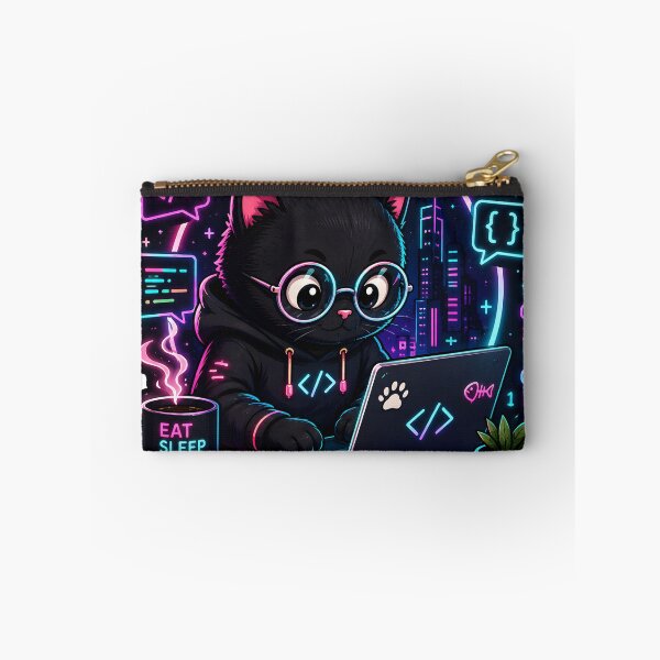 Item preview, Code Like a Boss Sticker | Cyberpunk Cat Programmer | Cute Developer Sticker | Coding Laptop Decal designed and sold by GenZStickerHub1.