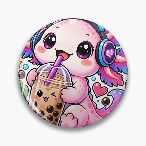 Item preview, Boba & Chill Axolotl Sticker | Cute Bubble Tea Axolotl | Kawaii Boba Lover Sticker designed and sold by GenZStickerHub1.