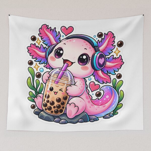 Item preview, Boba & Chill Axolotl Sticker | Cute Bubble Tea Axolotl | Kawaii Boba Lover Sticker designed and sold by GenZStickerHub1.