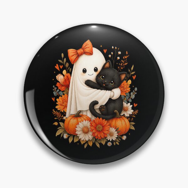 Item preview, Cute Ghost Cat Pumpkin Floral Bow Halloween designed and sold by Khescoiu.