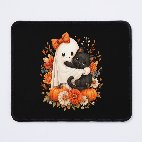 Item preview, Cute Ghost Cat Pumpkin Floral Bow Halloween designed and sold by Khescoiu.