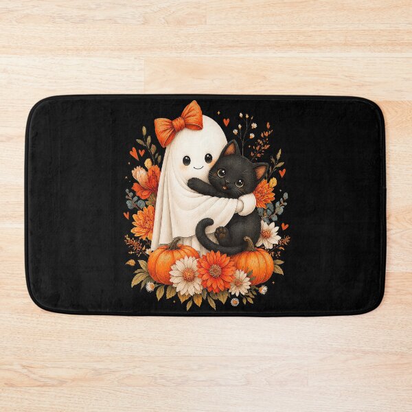 Item preview, Cute Ghost Cat Pumpkin Floral Bow Halloween designed and sold by Khescoiu.