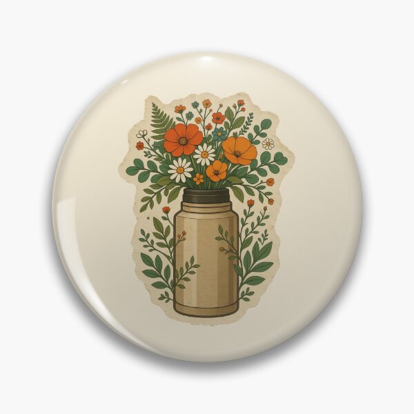 Item preview, Vintage Wildflower Bouquet in water bottel Illustration designed and sold by ITCHAWAWAA.