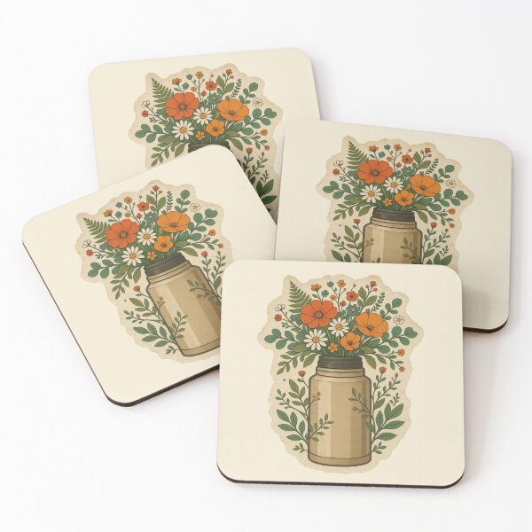 Item preview, Vintage Wildflower Bouquet in water bottel Illustration designed and sold by ITCHAWAWAA.