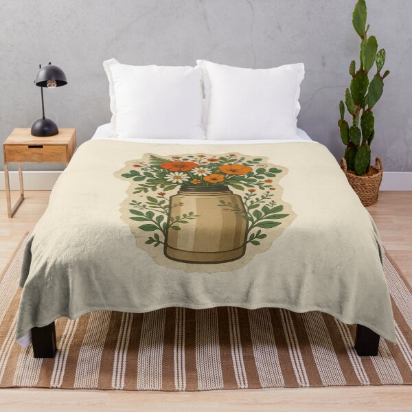 Item preview, Vintage Wildflower Bouquet in water bottel Illustration designed and sold by ITCHAWAWAA.