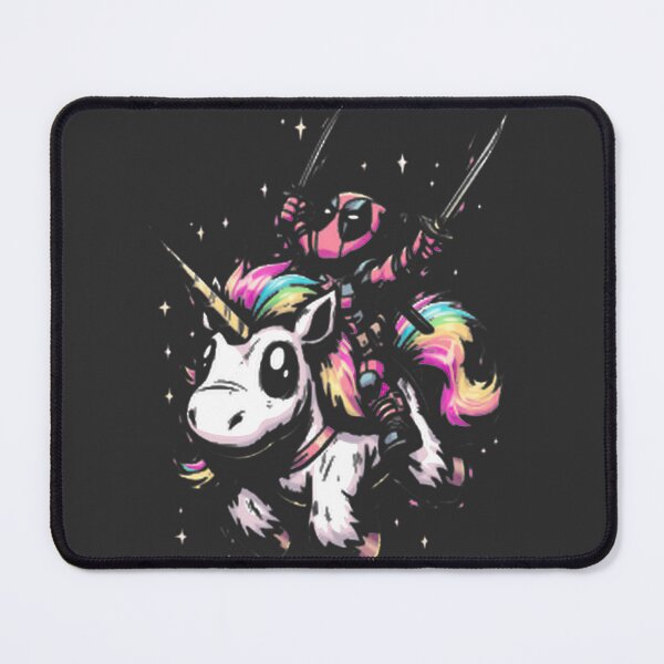 Item preview, Chibi Deadpool Riding Rainbow Unicorn Funny Superhero Art LIMITED EDITION designed and sold by TheEdward.