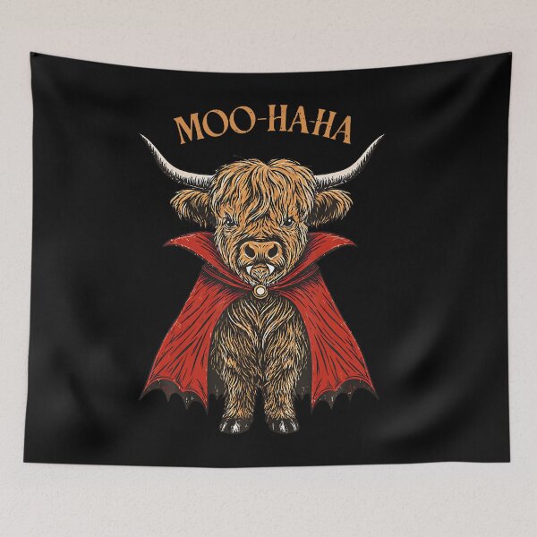 Item preview, Moo Ha Ha Highland Cow Vampire Halloween Humor designed and sold by Khescoiu.