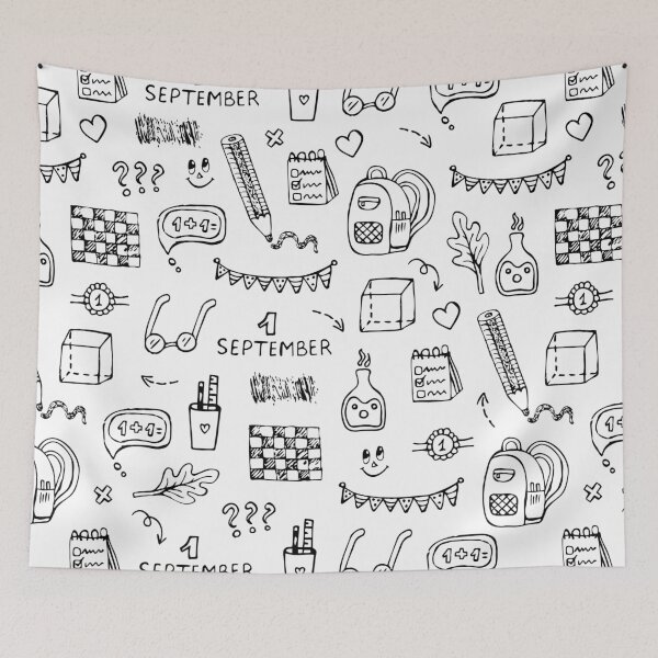 Item preview, Back to school black line cute seamless pattern designed and sold by OM-lova.