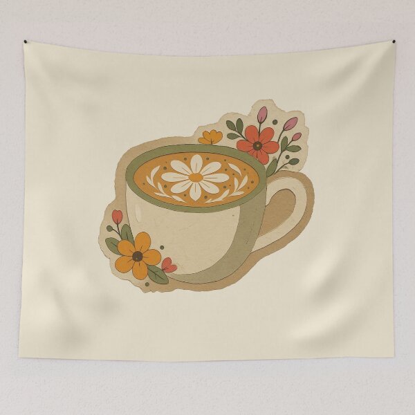 Item preview, Coffee Mug With Floral Latte Art designed and sold by ITCHAWAWAA.