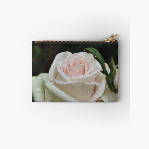 Item preview, Delicate White Pink Rose Catching Rain Outside designed and sold by vtspatial.