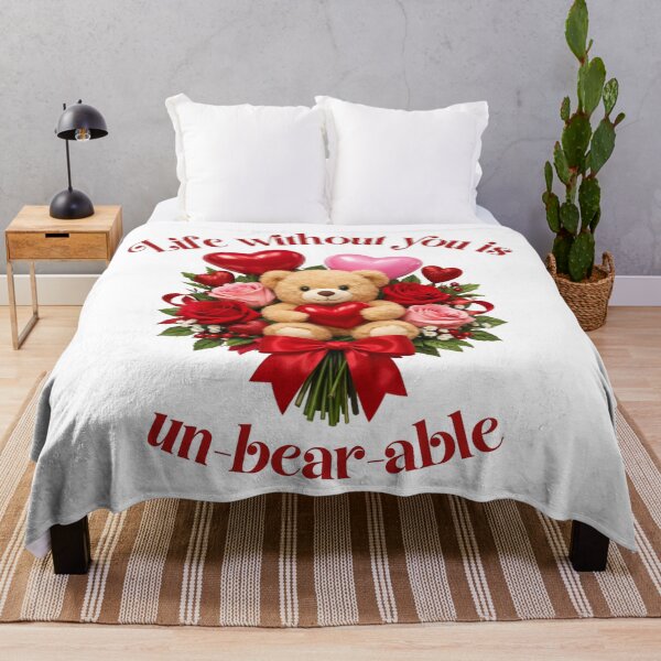 Item preview, Cute Teddy Bear Rose Bouquet — Life Without You Is Unbearable Pun designed and sold by DeliaDesignsCo.