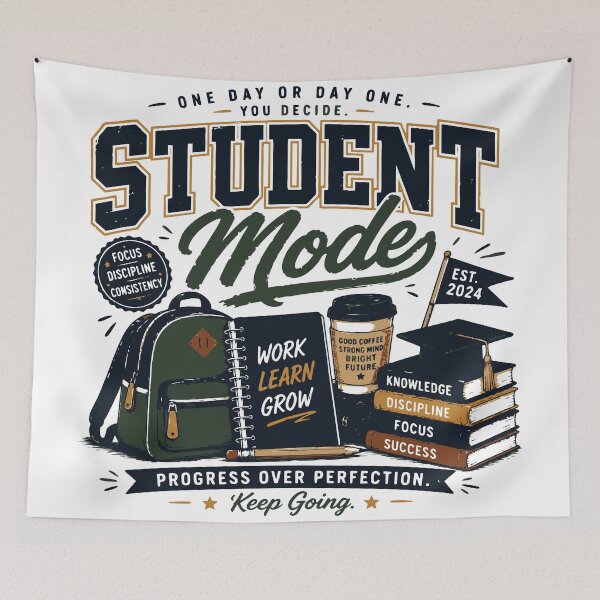 Item preview, Student Mode Progress Over Perfection College Life Design designed and sold by Sunday.Supply.