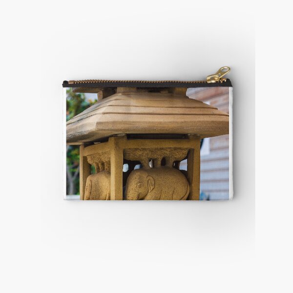 Item preview, Stone Lantern With Carved Elephant Motif Outdoor Asian Garden Ornament and Architectural Sculpture designed and sold by Nmallia.