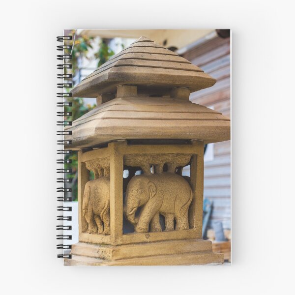 Item preview, Stone Lantern With Carved Elephant Motif Outdoor Asian Garden Ornament and Architectural Sculpture designed and sold by Nmallia.