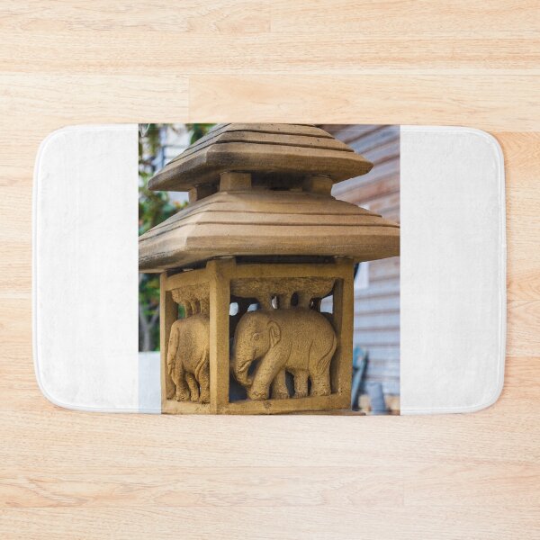 Item preview, Stone Lantern With Carved Elephant Motif Outdoor Asian Garden Ornament and Architectural Sculpture designed and sold by Nmallia.