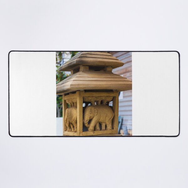 Item preview, Stone Lantern With Carved Elephant Motif Outdoor Asian Garden Ornament and Architectural Sculpture designed and sold by Nmallia.