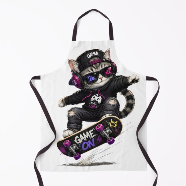 Item preview, Gamer Cat Skateboard – Cool Gaming Kitten designed and sold by teeNova Wear.