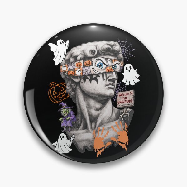 Item preview, Spooky Greek Statue Halloween T-Shirt, Classic Art David Bust with Cartoon Eyes & Ghosts, Dark Academia Vintage Horror Apparel designed and sold by justyna-s28.