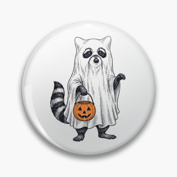 Item preview, Ghost Raccoon Trick or Treat - Raccoon wearing ghost costume designed and sold by Steele-Art.