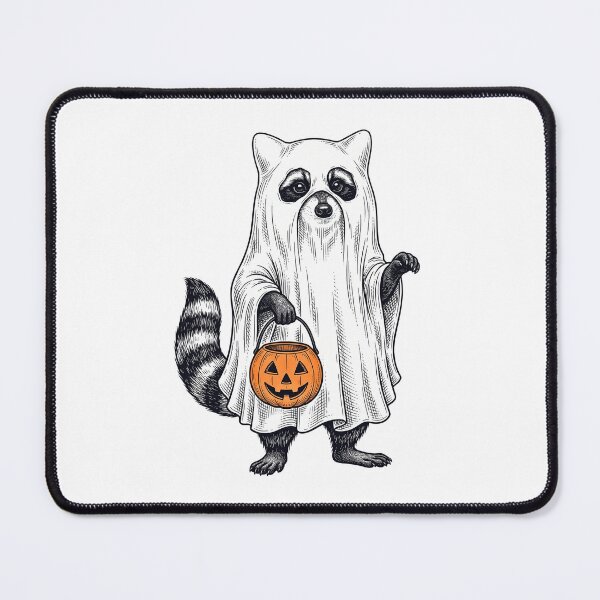 Item preview, Ghost Raccoon Trick or Treat - Raccoon wearing ghost costume designed and sold by Steele-Art.