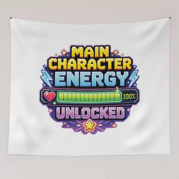 Item preview, Main Character Energy Unlocked Pixel Art Gamer designed and sold by BobbyTee Merch.
