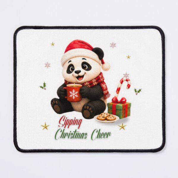 Item preview, Cute Christmas Panda Sipping Hot Cocoa Artwork designed and sold by EnginerdStudio.