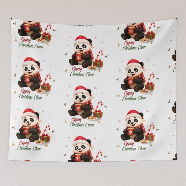 Item preview, Cute Christmas Panda Sipping Hot Cocoa Artwork designed and sold by EnginerdStudio.
