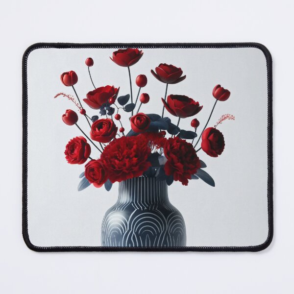 Item preview, Red Flowers in Patterned Vase, Modern Floral Art designed and sold by NarjaShop.